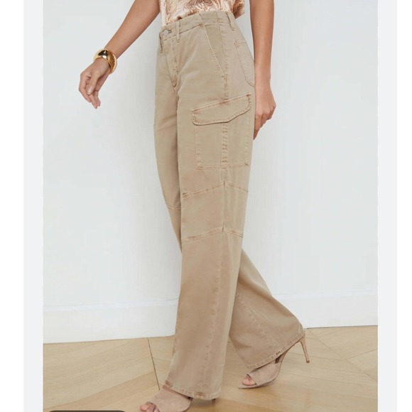 L'AGENCE Pants - L'AGENCE Brooklyn High Rise Utility Wide Leg Cargo Pants Rye Tan Sz29 Designer